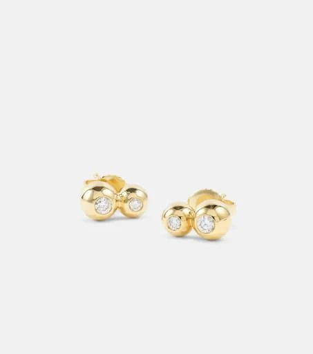 Melissa Kaye Audrey Double Stud Small 18kt gold earrings with diamonds 4