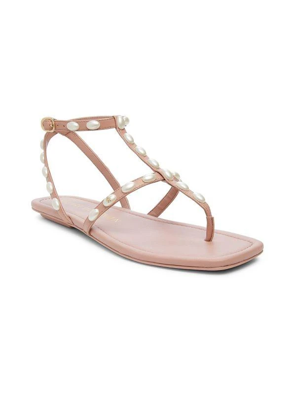 Stuart Weitzman Pearlita Lacquered Leather Flat Sandals 2