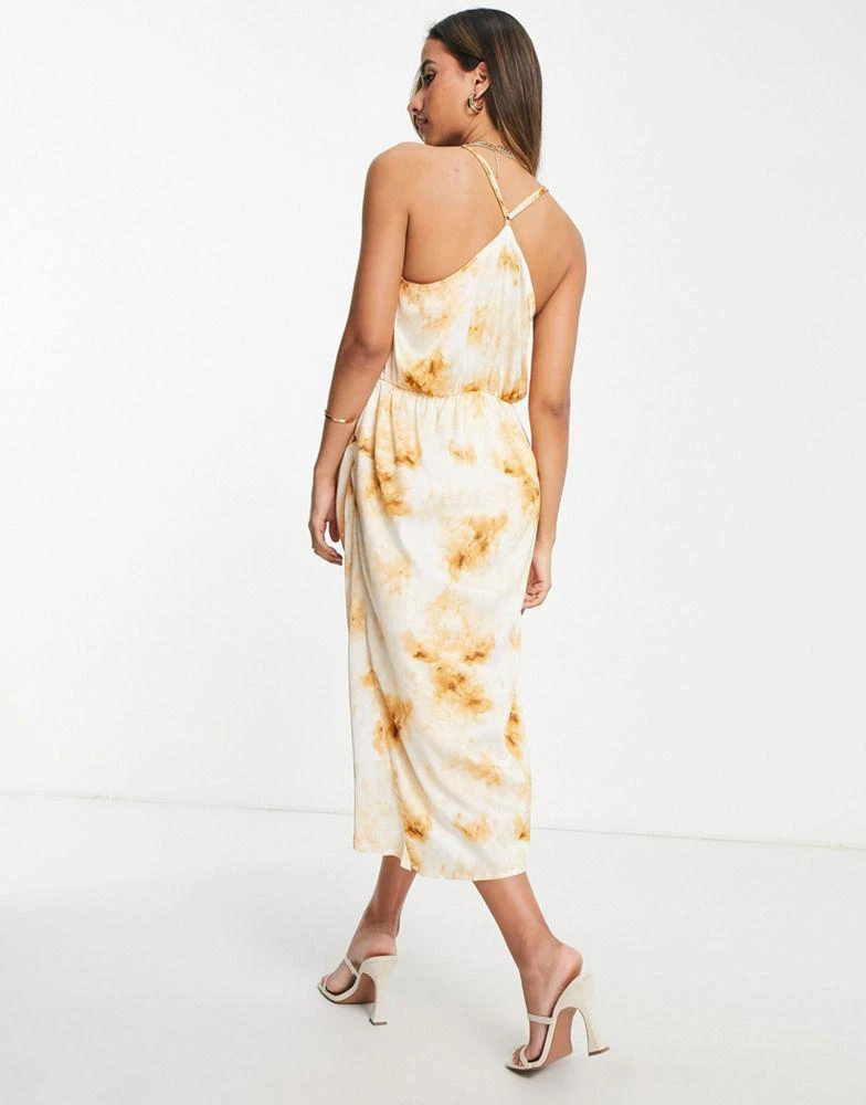 Missguided Maternity Missguided Maternity asymmetric satin midi dress in cream tie dye 4