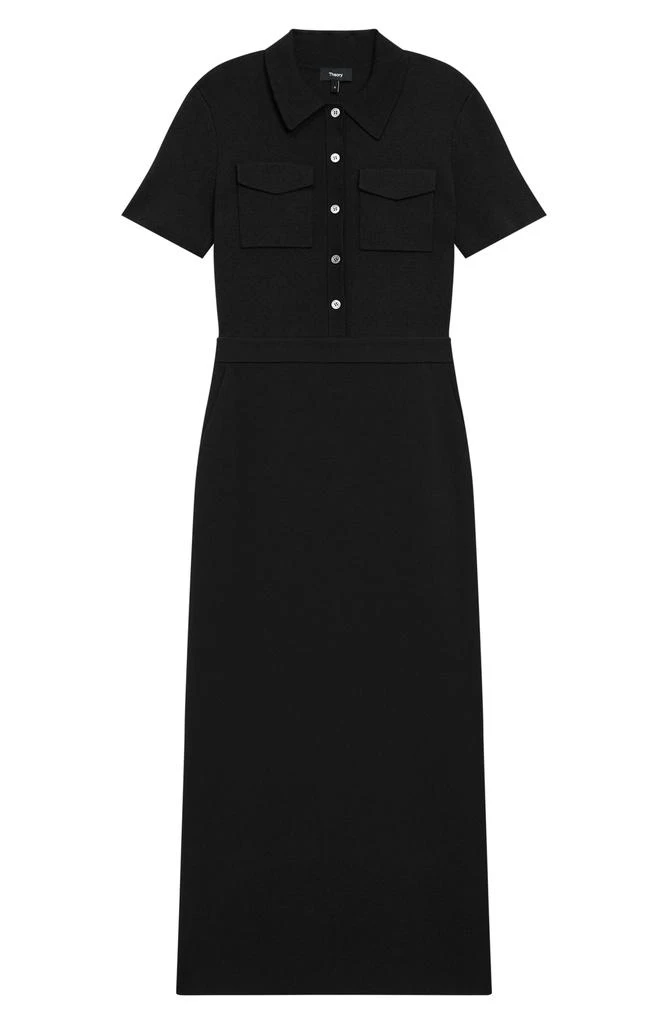 Theory Button Front Mixed Media Crepe Dress 5