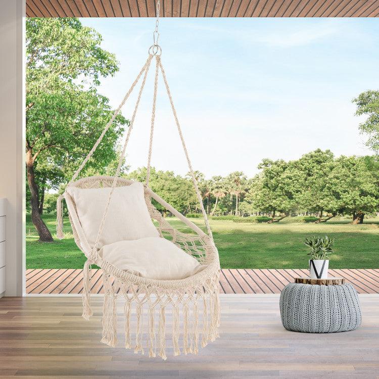 Hivvago Hanging Hammock Chair With Soft Seat Cushions And Sturdy Rope Chain