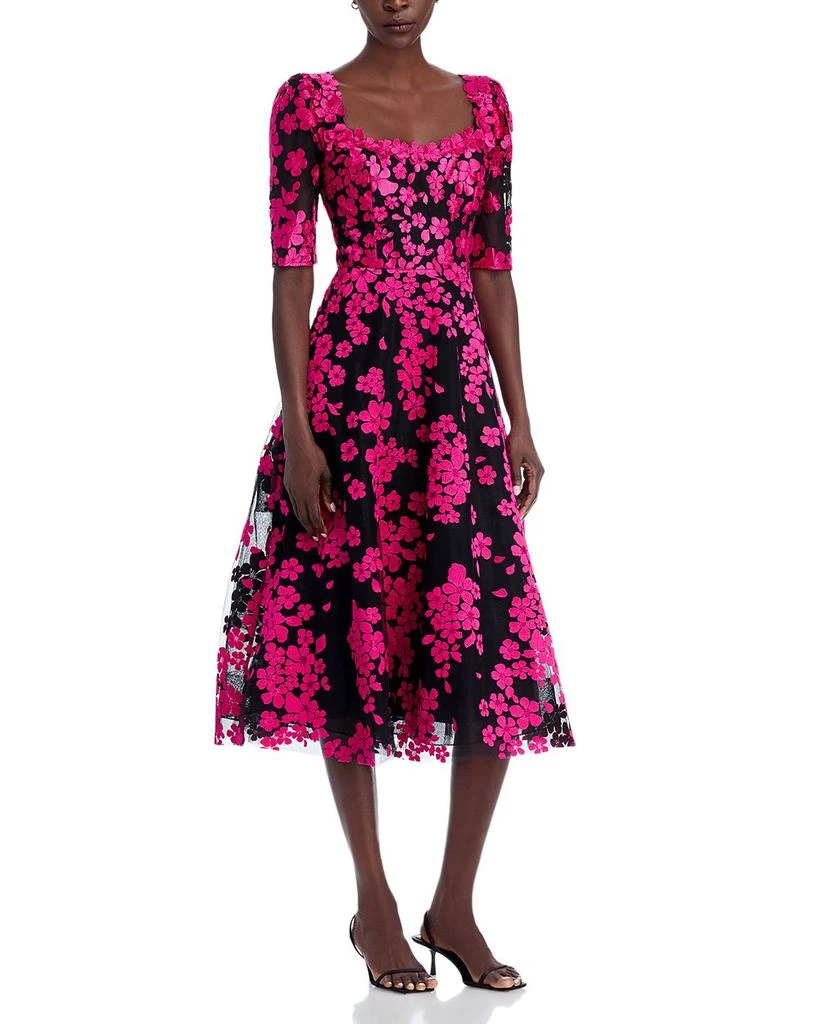 Teri Jon Floral Appliqué Midi Dress 1