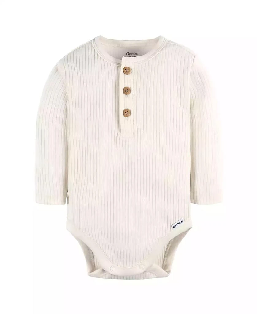 Gerber Baby Boys Long Sleeve Henley Style Onesies Bodysuits, 2-pack 8