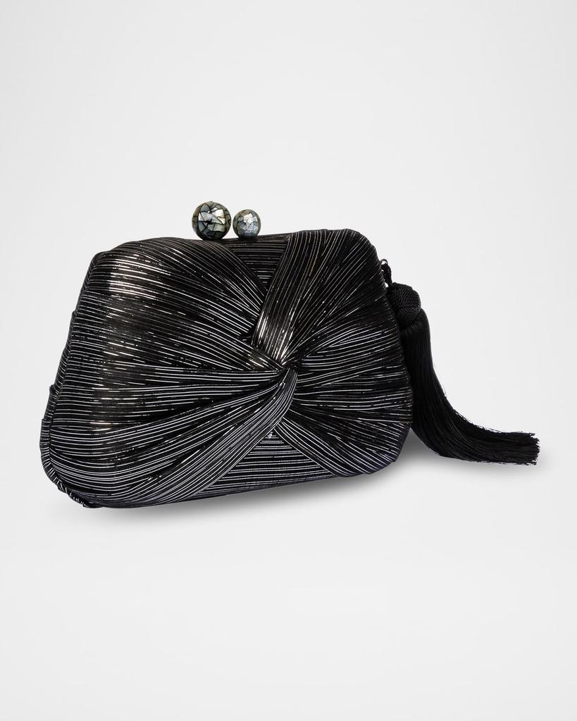 Rafe Rosie Twisted Metallic Straw Clutch Bag