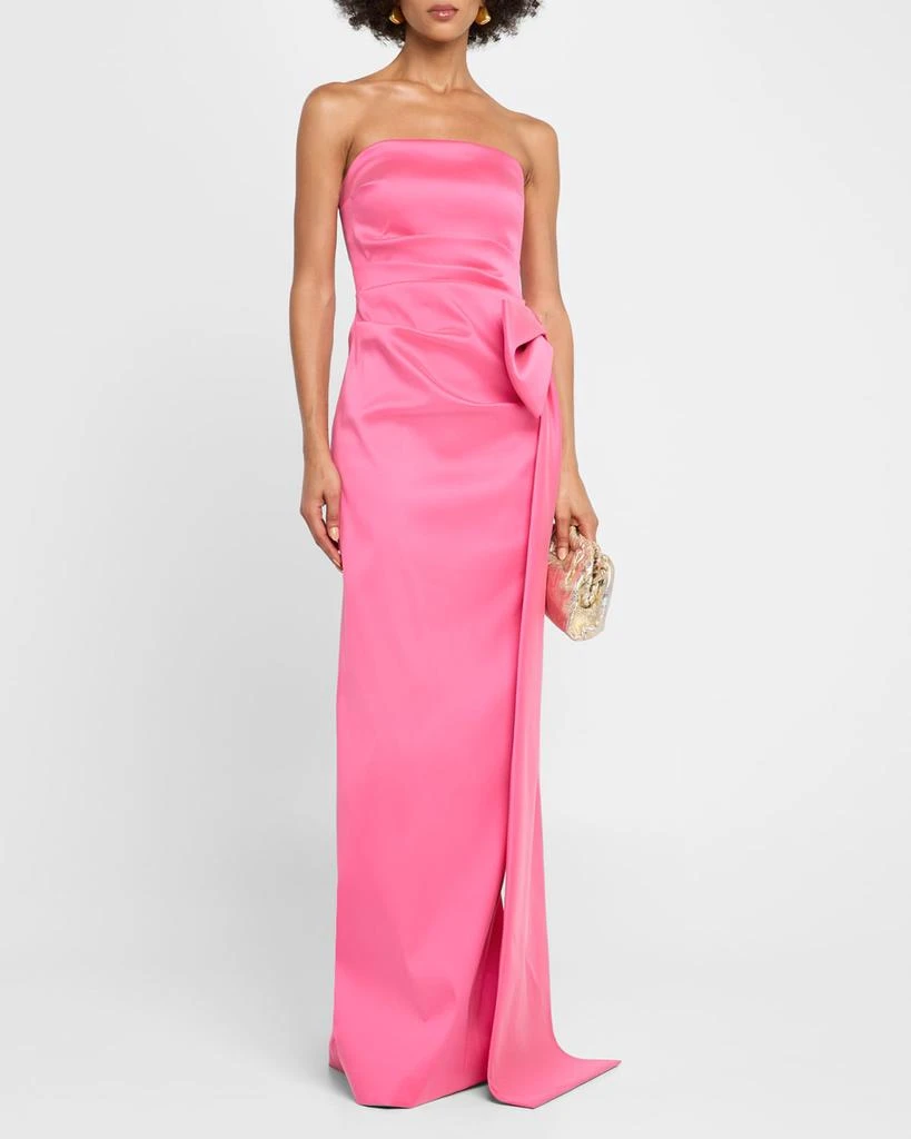 Teri Jon Strapless Draped Bow Mikado Column Gown 4