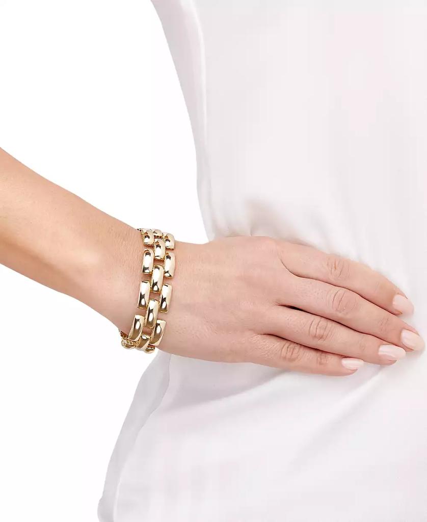 Italian Gold Stampato Panther Link Bracelet in 14k Gold