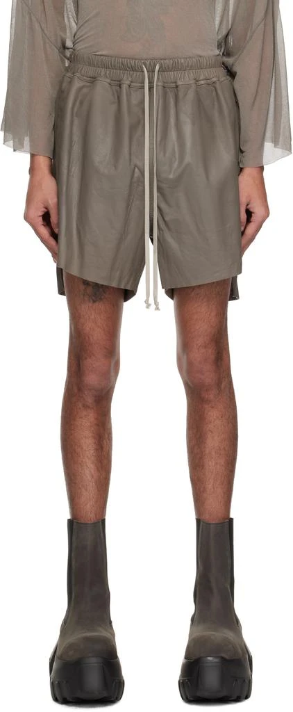Rick Owens Gray Hollywood Boxers Leather Shorts 1