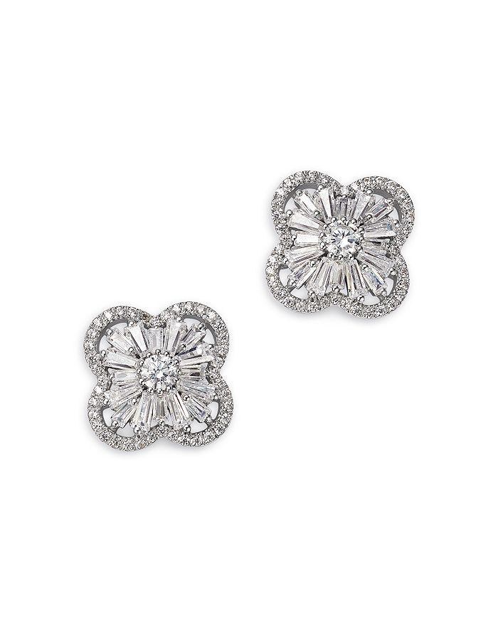 Bloomingdale's Diamond Round & Baguette Flower Stud Earrings in 14K White Gold, 1.50 ct. t.w.