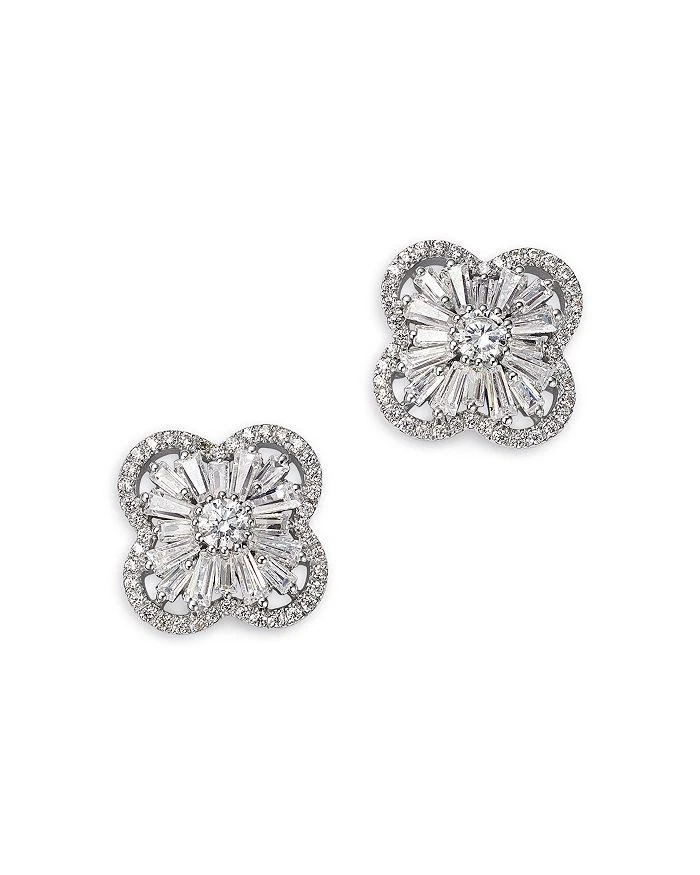 Bloomingdale's Diamond Round & Baguette Flower Stud Earrings in 14K White Gold, 1.50 ct. t.w. 1