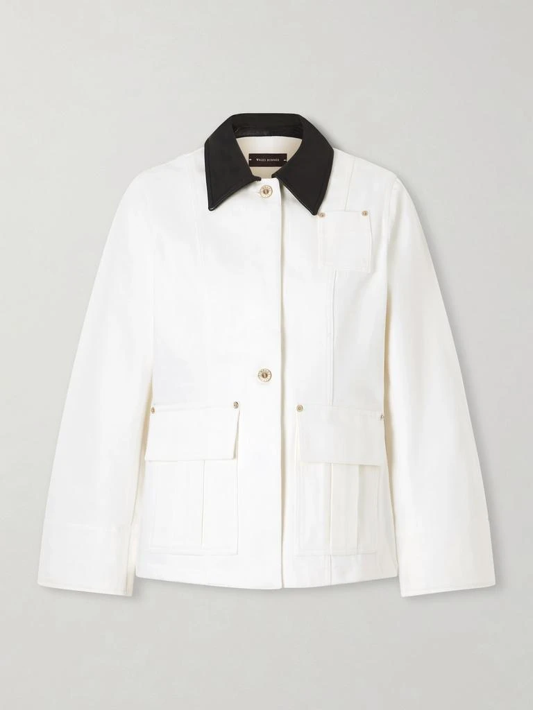 WALES BONNER Echo Leather-trimmed Organic Denim Jacket  - IT38