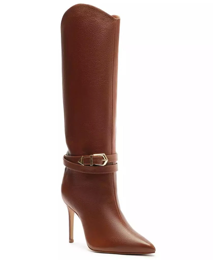 Schutz Women's Maryana Knee High Buckled Stiletto Leather Boots 1