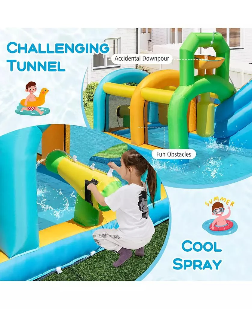 SUGIFT Inflatable Water Slide Tropical Theme Dual Slide Aqua Park with 680W Blower 5