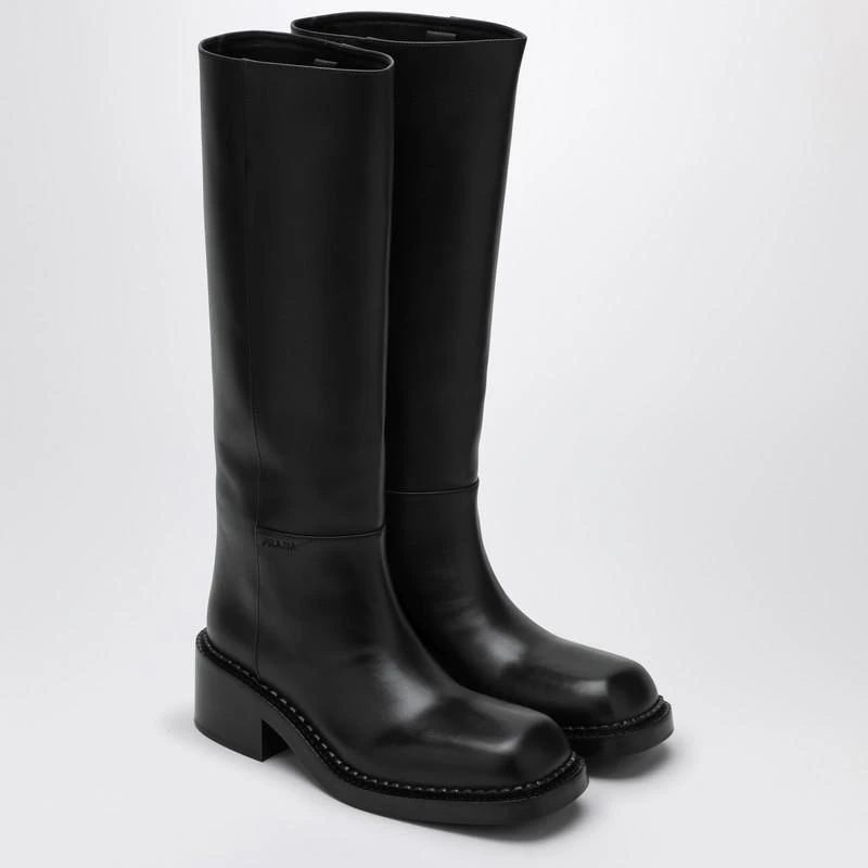 Prada High black leather boot 2