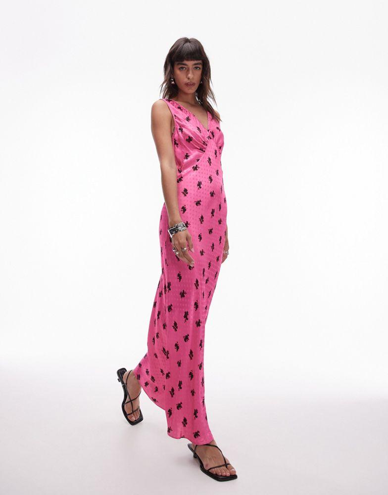 Topshop Topshop v neck midi length slip dress in jacquard floral print -  Dresses \u0026 Skirts - BeyondStyle