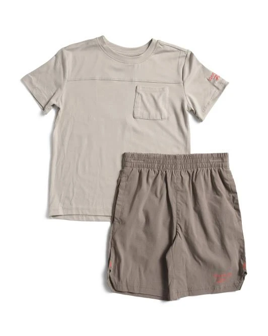 Reebok Big Boys 2pc Pocket Tee And Shorts Set