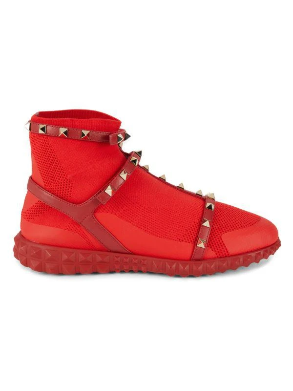 Valentino Rockstud High Top Mesh & Leather Sneakers 1