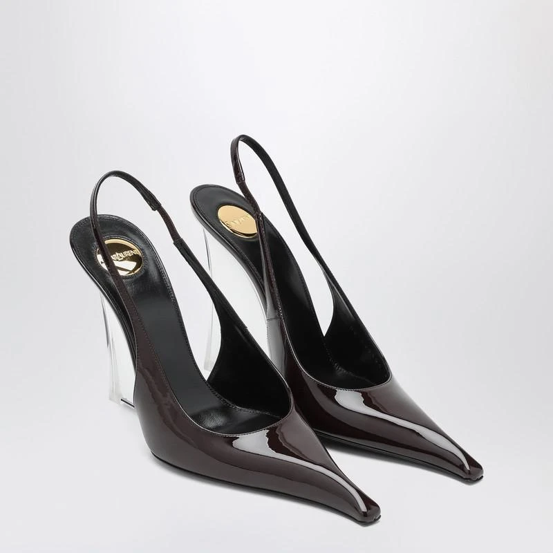 Yves Saint Laurent Brown shiny leather wedges 2