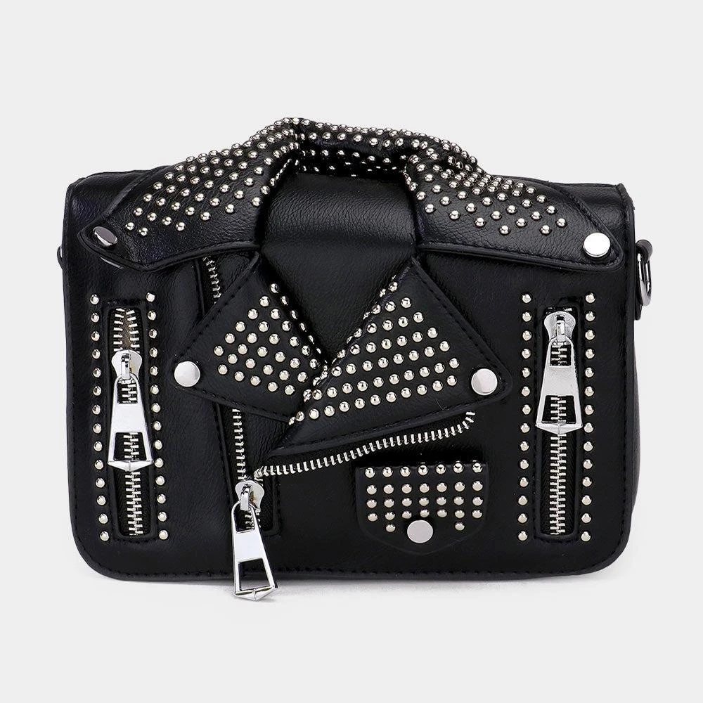 FASHNZFAB Studded Faux Leather Jacket Designed Crossbody Bag