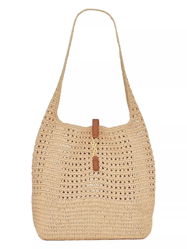 Yves Saint Laurent Le 5 à 7 in Raffia Crochet and Smooth Leather Hobo Bag 1