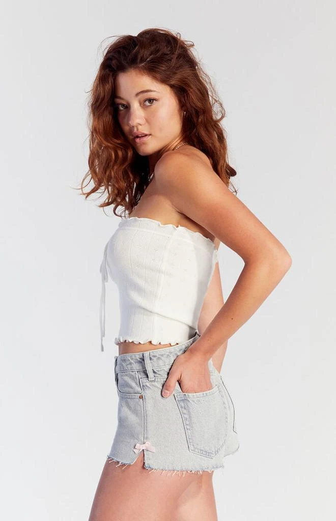 PacSun Light Indigo Bow Denim Micro Shorts 1