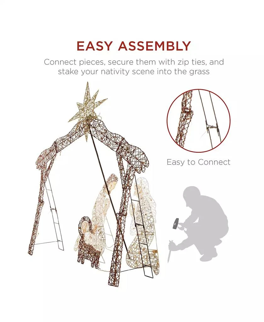 Best Choice Products 6ft Lighted Outdoor Nativity Scene, Yard Decoration w/ 190 LED Lights, Stakes, Zip Ties 3