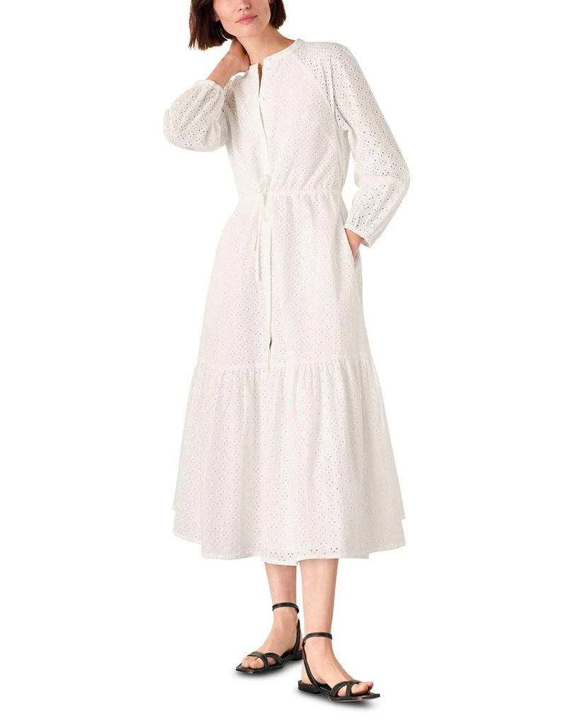 Whistles Broderie Midi Shirt Dress 1