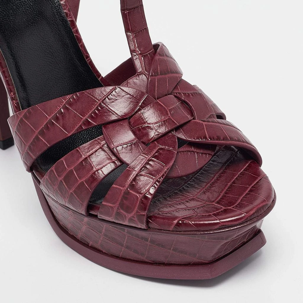 Yves Saint Laurent Saint Laurent Plum Embossed Croc Tribute Sandals Size 39 7