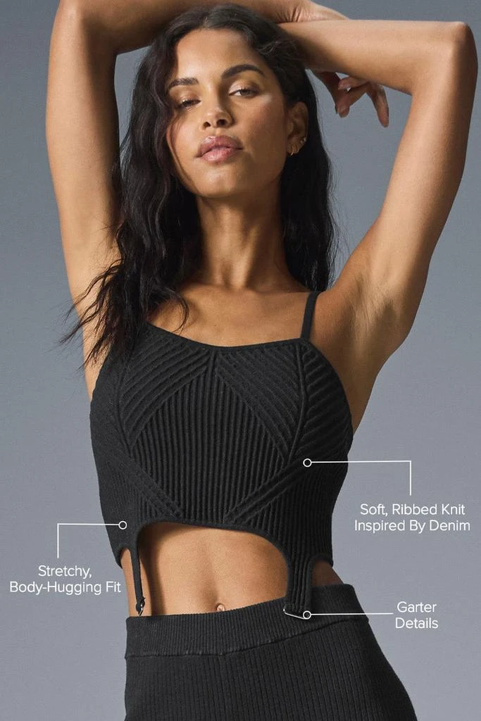 Alo Denim Knit Garter Tank - Steel Grey/Anthracite 2