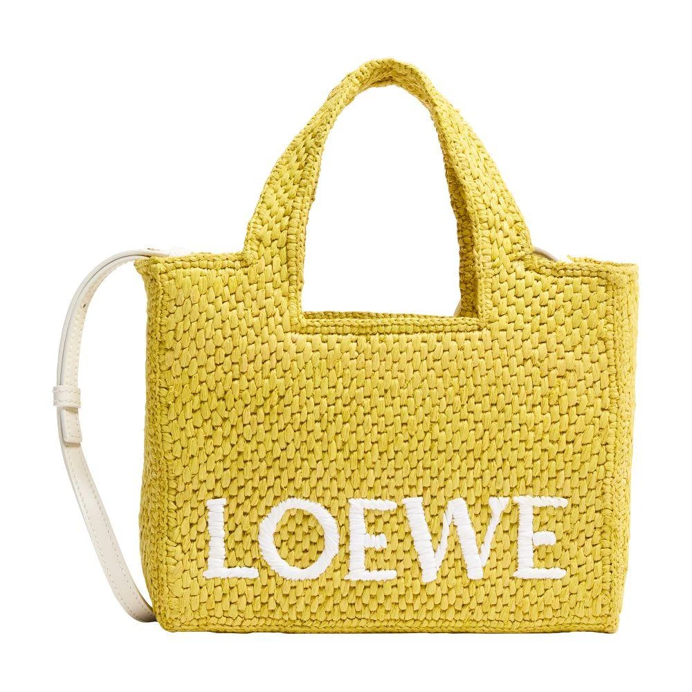 Loewe Small Loewe Font Tote in raffia 9