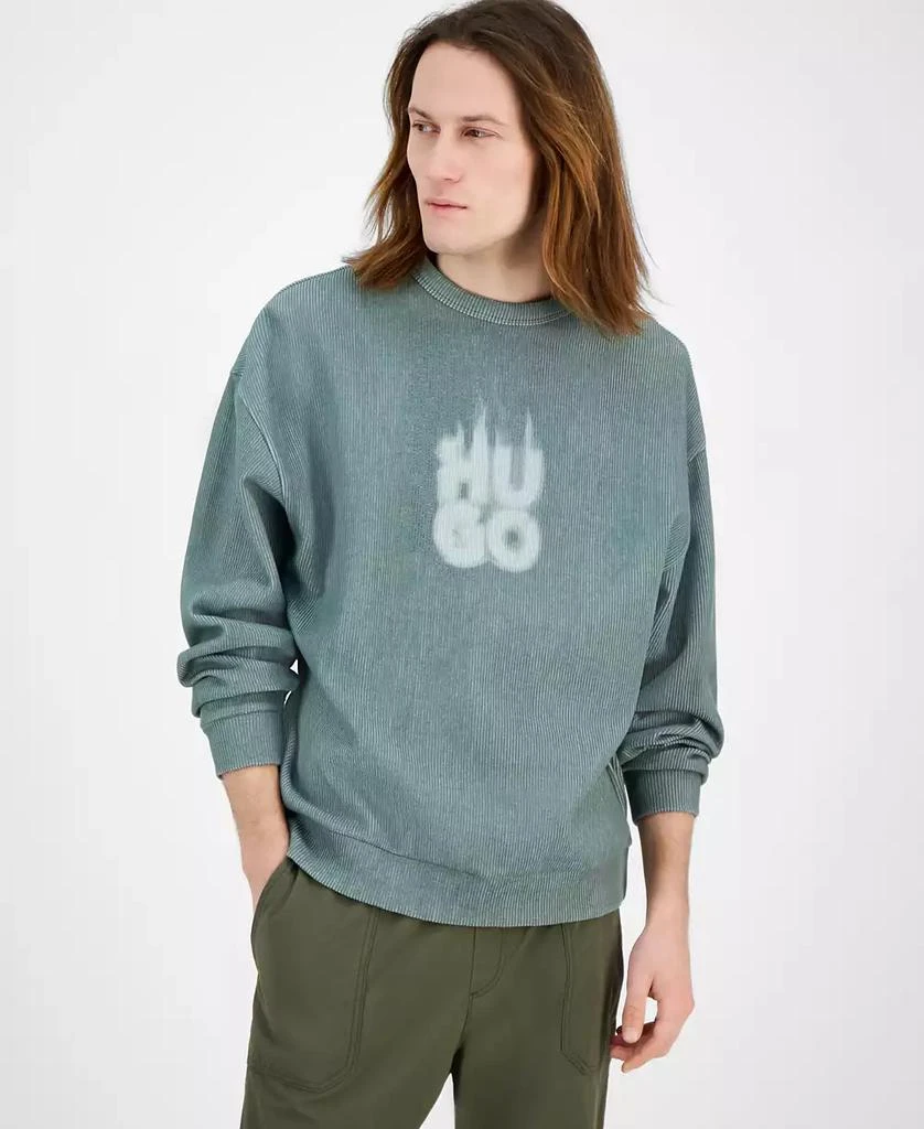 Hugo Boss Men's Dinkam Oversized Fit Long Sleeve Ribbed Logo Sweatshirt 1