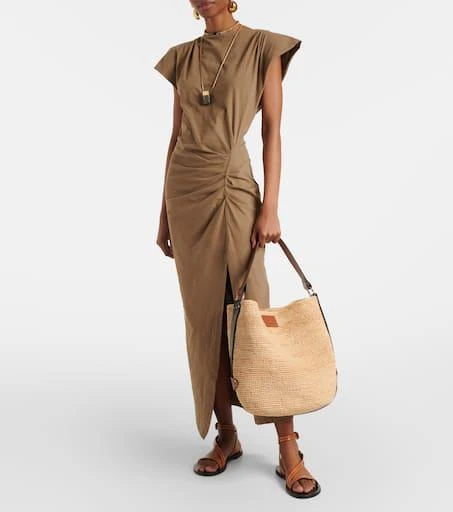Isabel Marant Bayia leather-trimmed raffia tote bag 5