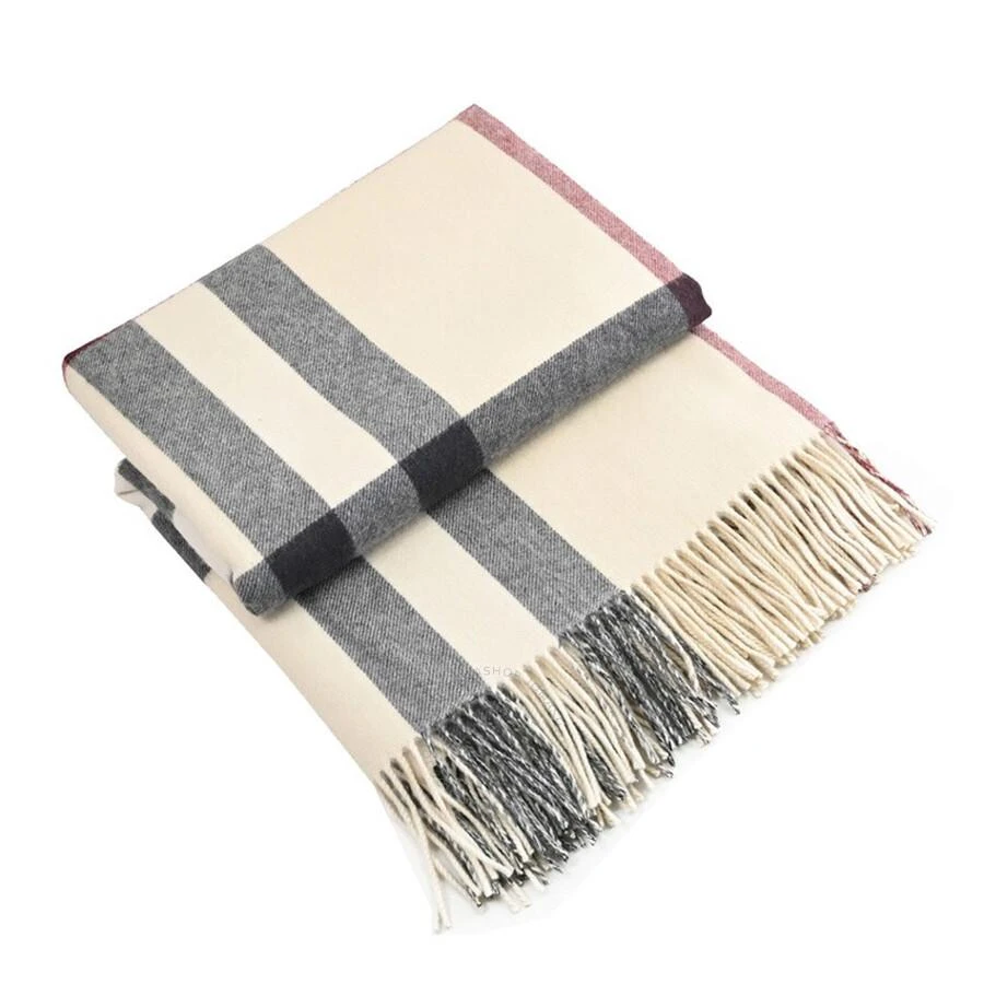 Burberry Classic Plaid Wool Scarf Shawl Blanket 2