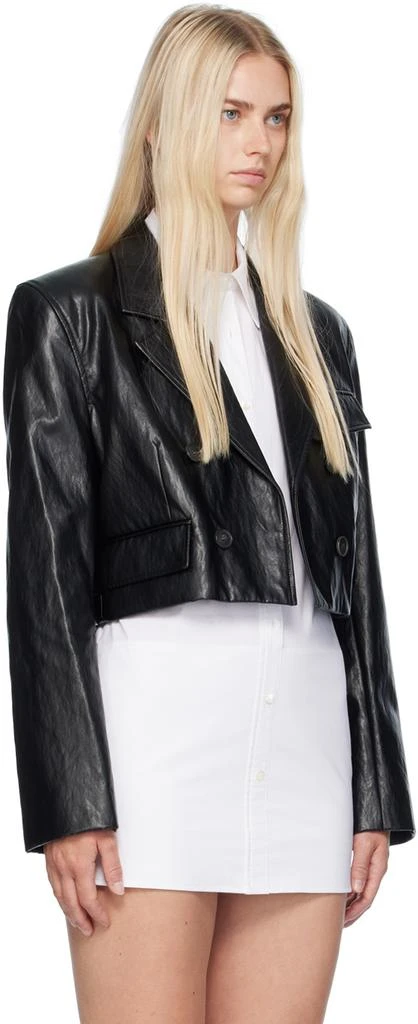Recto Black Cropped Faux-Leather Jacket 2