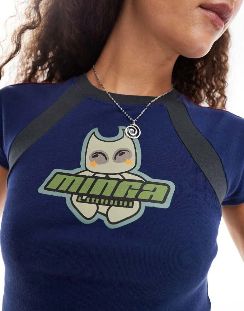 minga Minga London crop baby tee in purple with Minga graphic 2