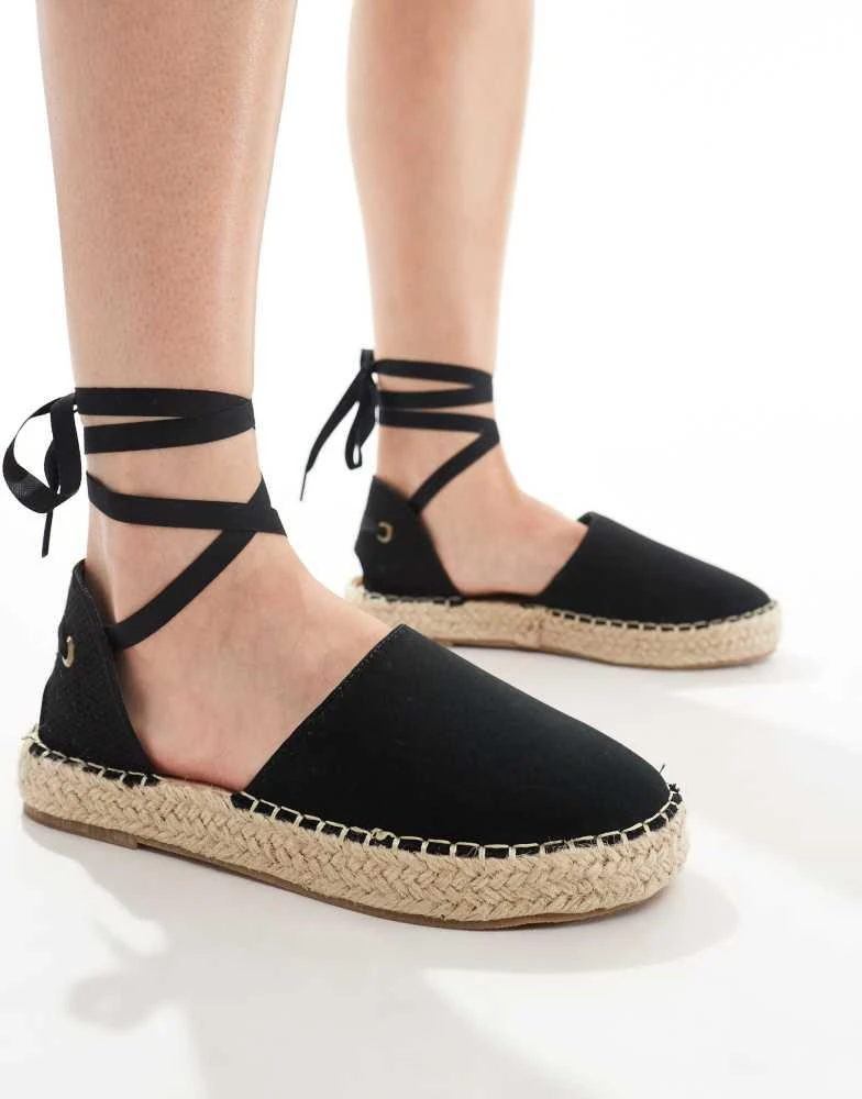 Truffle Collection Truffle Collection ankle tie espadrilles in black 3