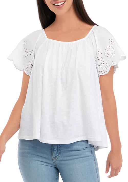 Crown & Ivy™ Ivy Womens Flutter Sleeve Woven Top