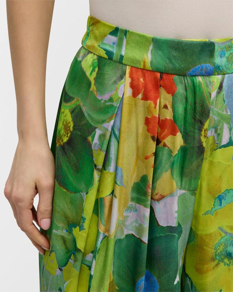 Kobi Halperin Alessia Pleated Side-Slit Floral-Print Pants 5