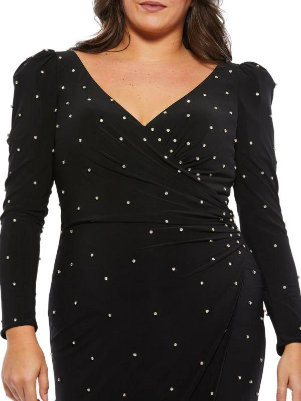 Mac Duggal Plus Studded Faux Wrap Dress 3