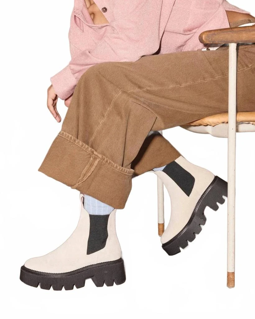 Freda Salvador Women's Jordan Rain Resistant Chelsea Boot In Bone Suede 5