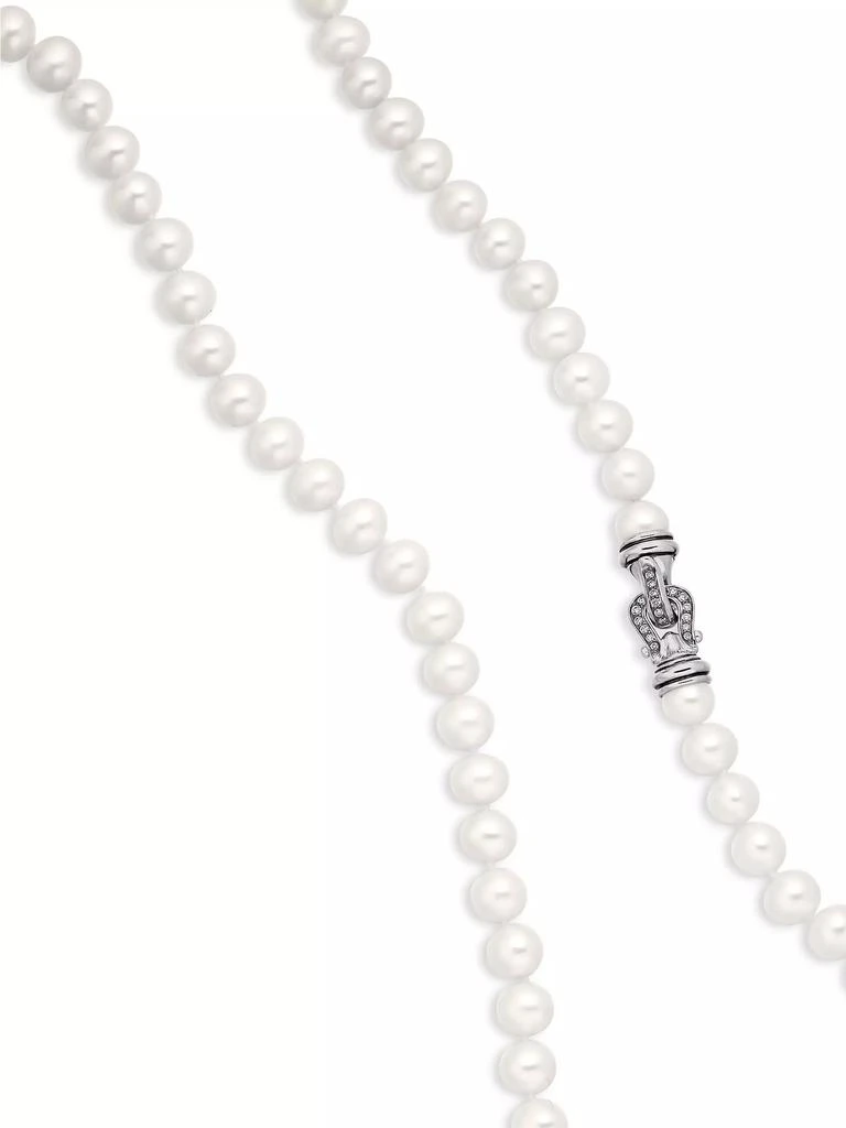 David Yurman Sterling Silver & White Cultured Freshwater Pearl Necklace With Diamonds 4
