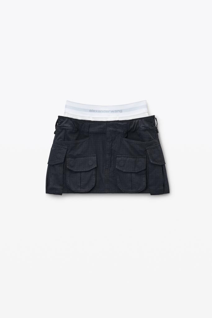 Alexander Wang Drawstring Skort in Cotton & Crystal Hotfix