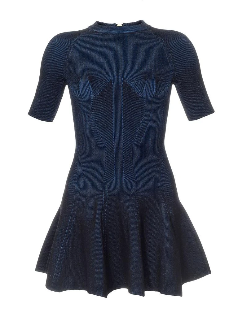 Balmain Flared Hem Ribbed Mini Dress