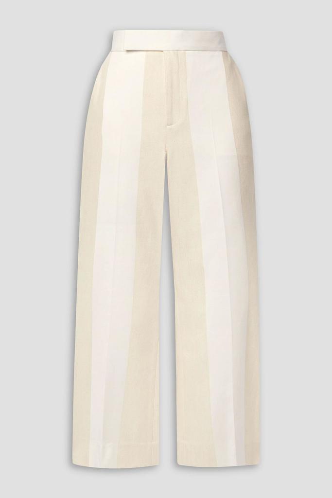 Partow Neva two-tone paneled cotton and linen-blend flared pants