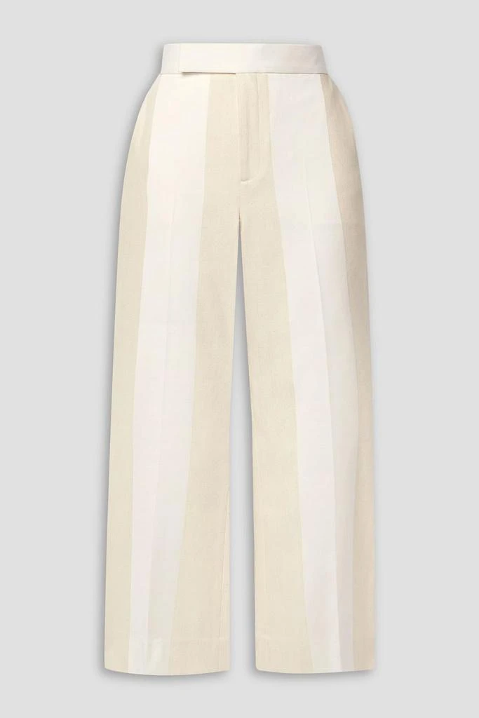 Partow Neva two-tone paneled cotton and linen-blend flared pants 1