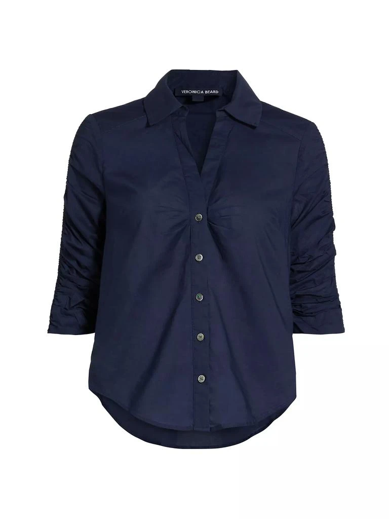 VERONICA BEARD Porta Ruched Cotton Top 1