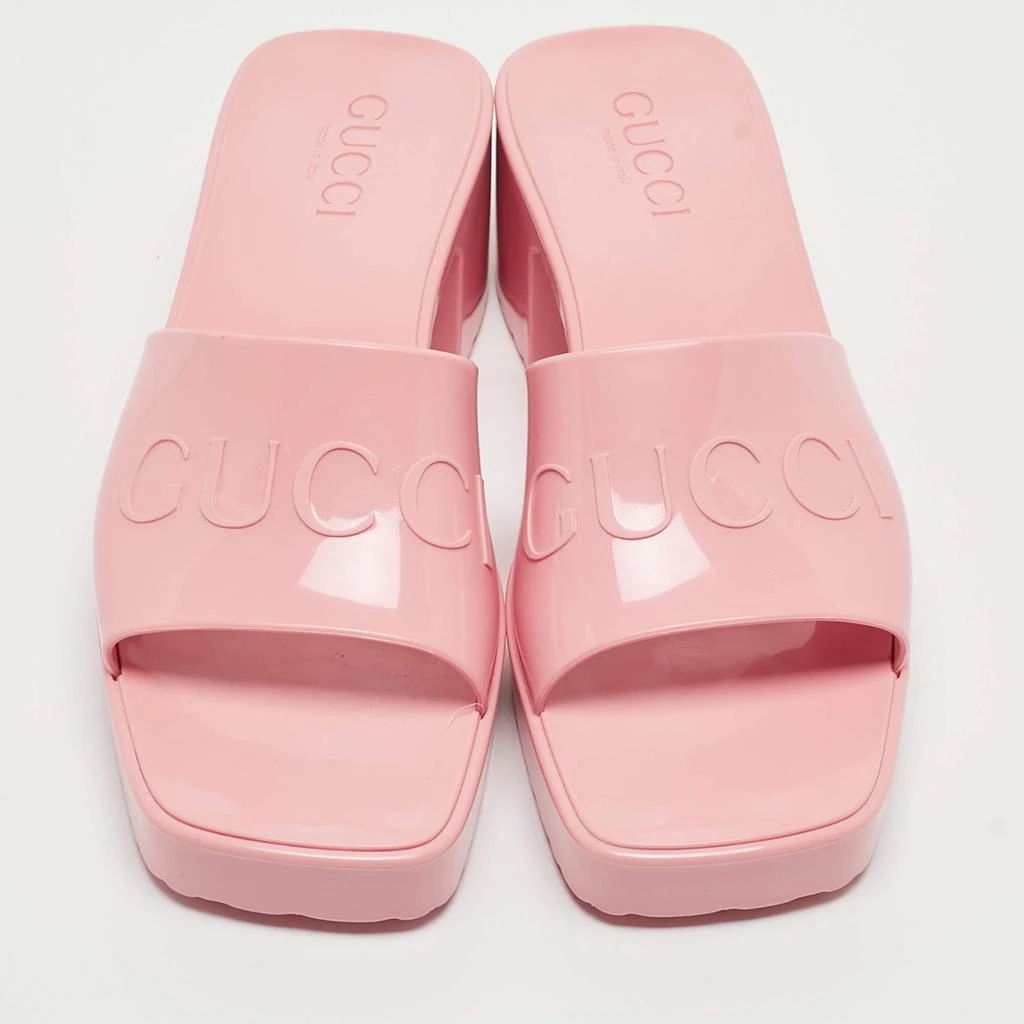 Gucci Gucci Pink Rubber Logo Mules Size 36 3