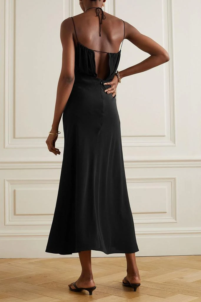 Totême Gathered silk crepe de chine halterneck maxi dress 3