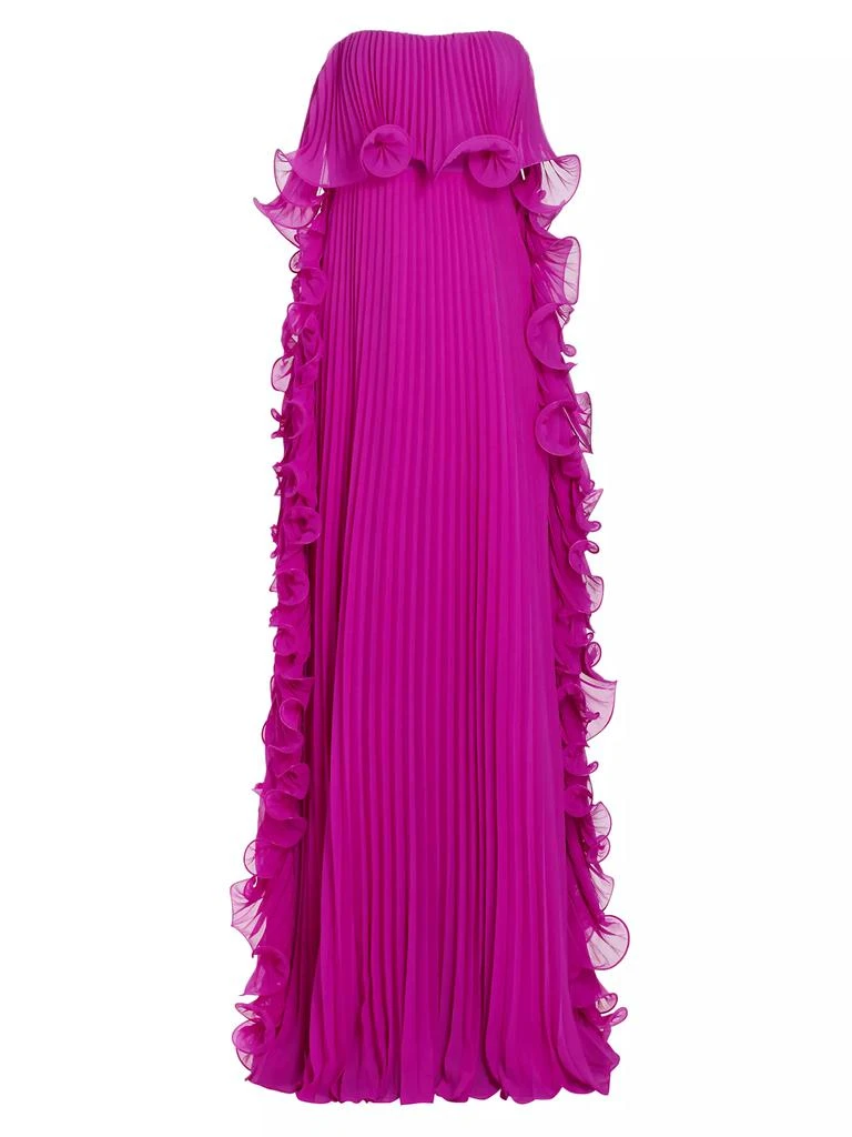 Badgley Mischka Strapless Pleated Ruffle Gown 1