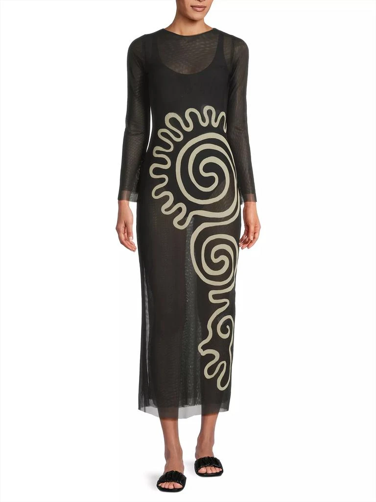 Cala de la Cruz Tania Abstract Sheer Midi-Dress 2
