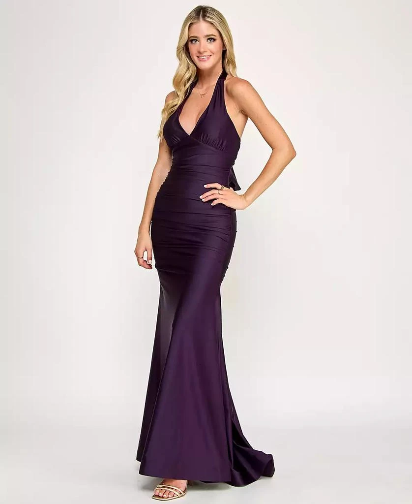 Emerald Sundae Juniors
 Ruched Sleeveless Halter Gown 2